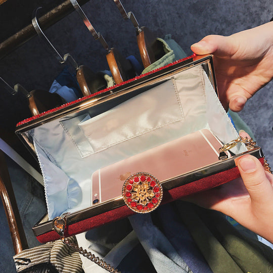 Damen elegante Clutch mit glamourösen Pailletten und goldener Kette Nord Taschen