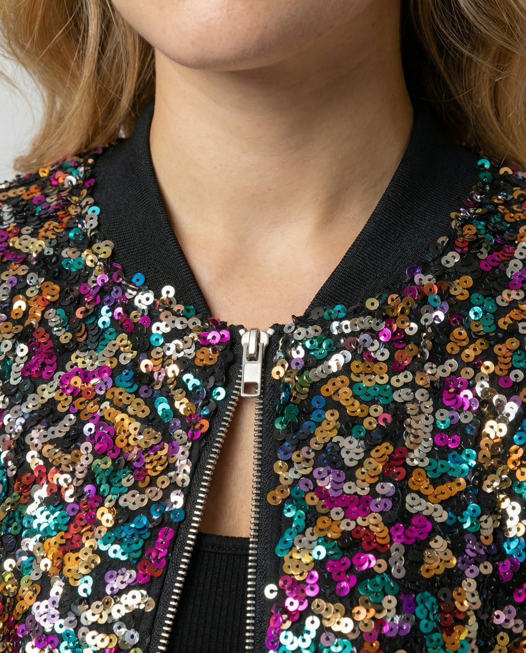 Damen Bomberjacke mit Pailletten