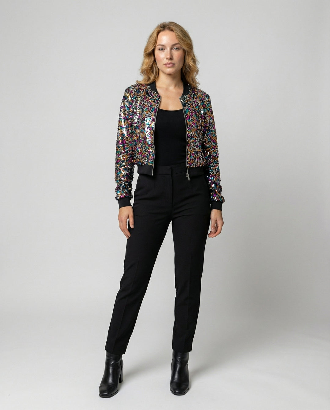 Pailletten Bomberjacke Damen