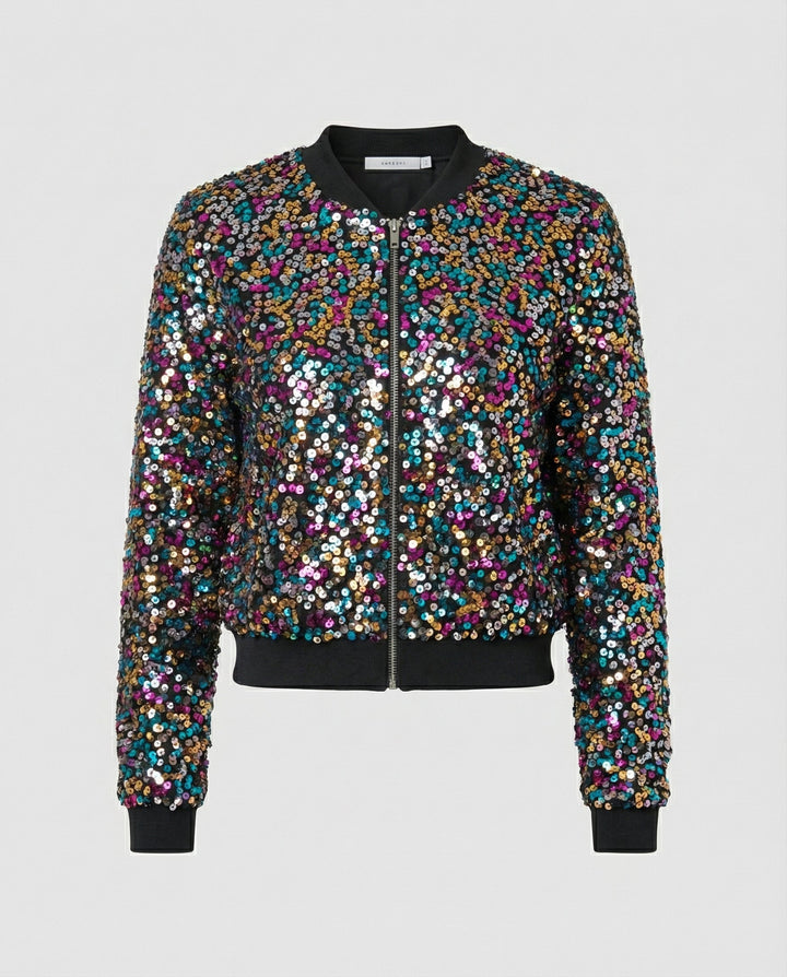 Pailletten Bomberjacke Damen