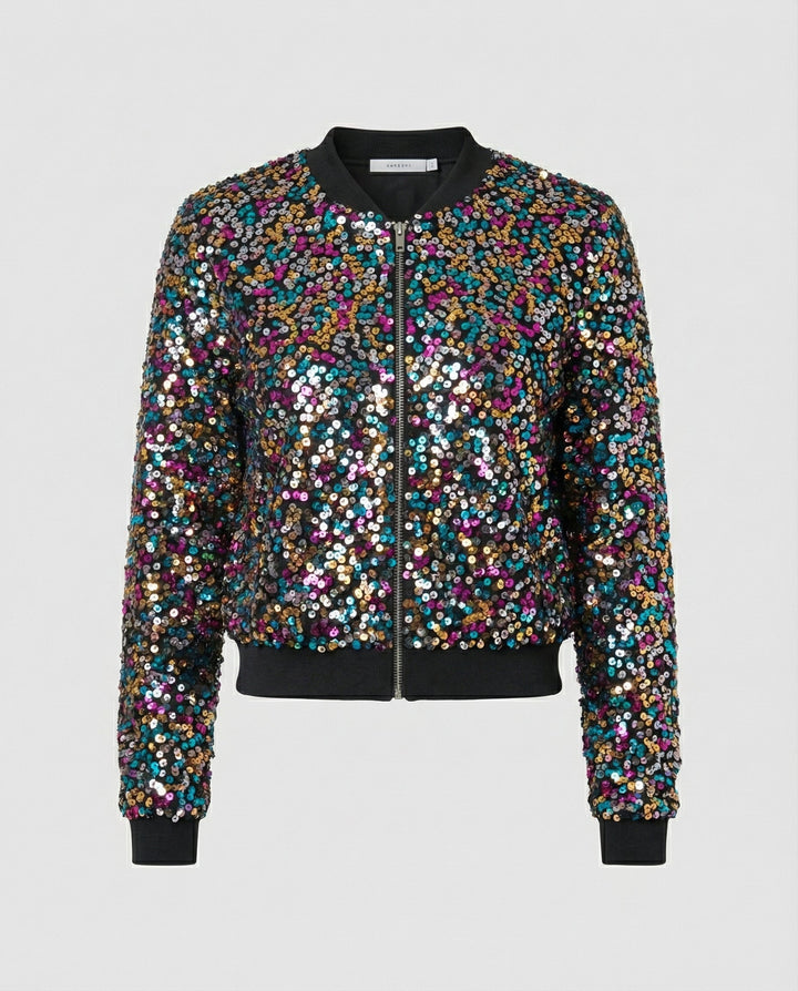 Damen Bomberjacke mit Pailletten