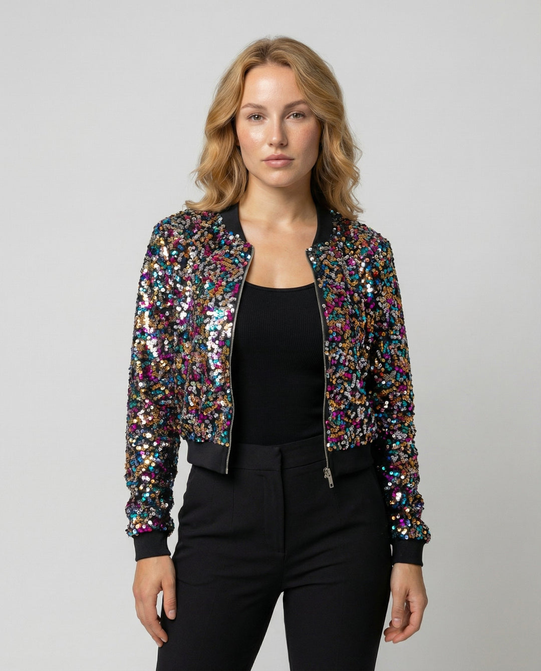 Damen Bomberjacke mit Pailletten