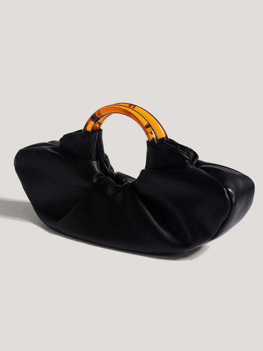 Nord Taschen | Geraffte vegane Kalbsleder-Clutch mit Ringgriff
