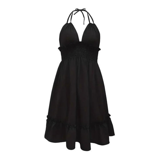 Tiefes V-Seil-Sling-Neckholder-Kleid