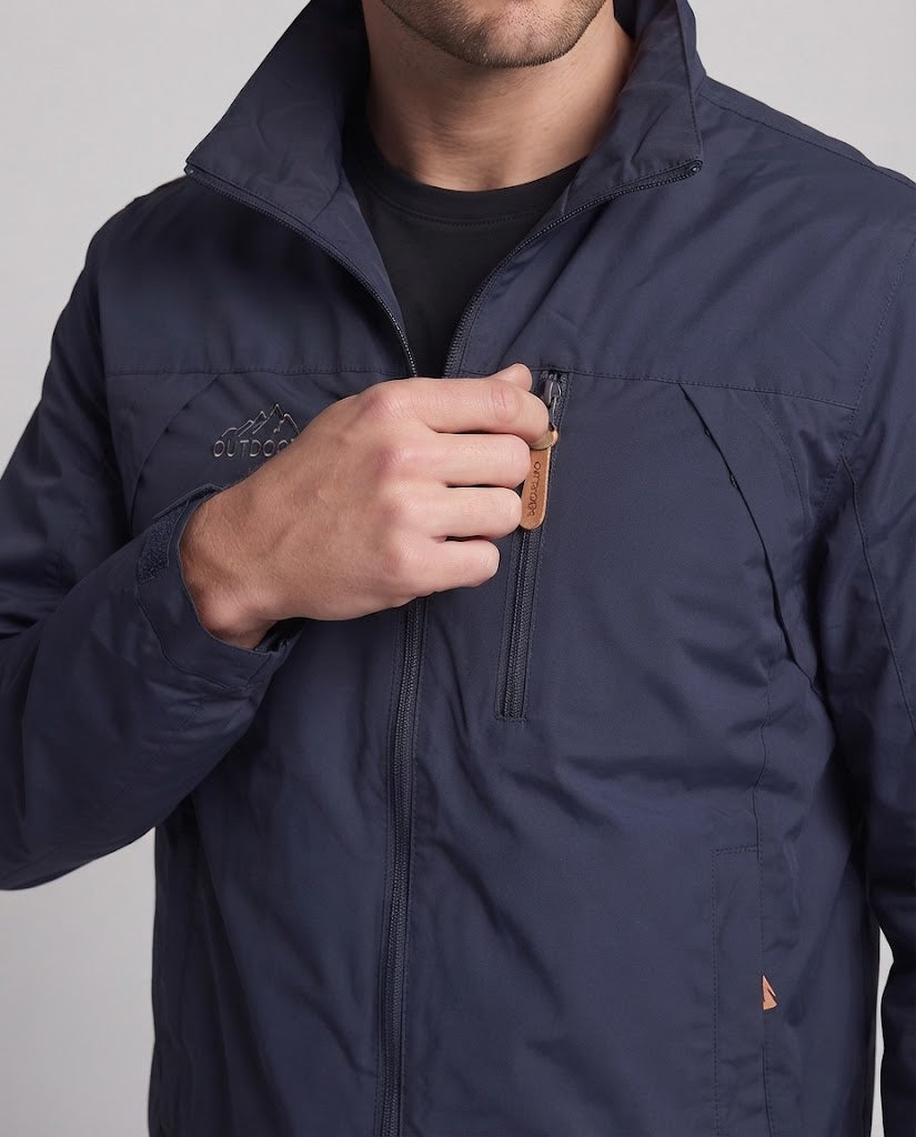 Herren leichter winddichter Nylon‑Reißverschlussblouson mit Stehkragen und Brustreißverschlusstasche Nord Taschen