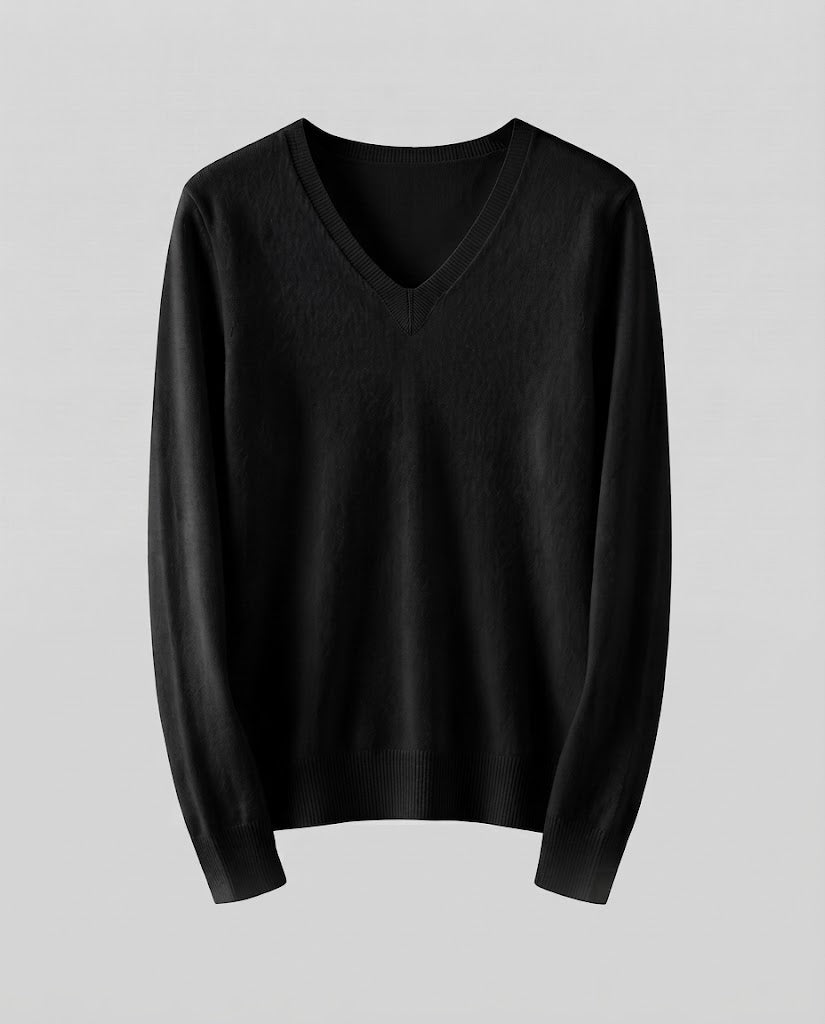 Damen Feinstrick V‑Ausschnittpullover in Kaschmir‑Optik mit schmaler Silhouette Nord Taschen