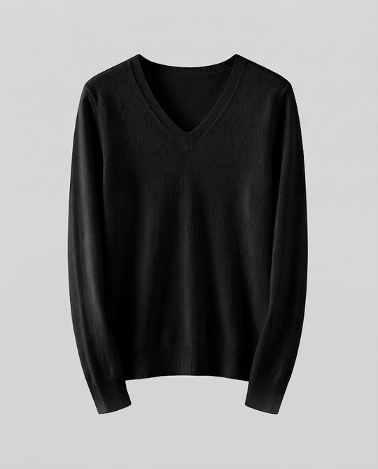 Damen Feinstrick V‑Ausschnittpullover in Kaschmir‑Optik mit schmaler Silhouette Nord Taschen