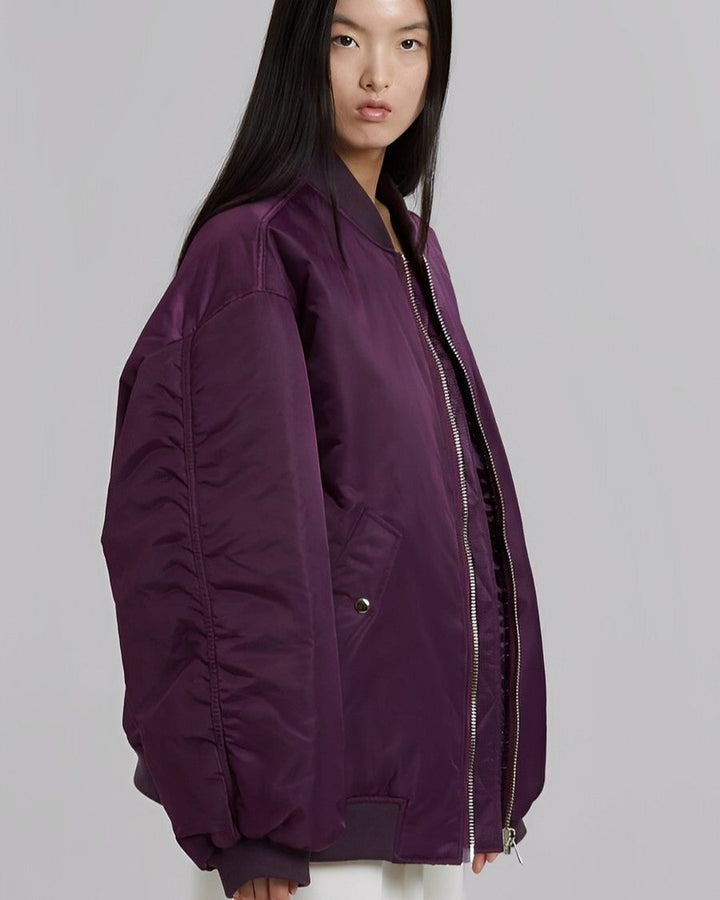 Damen Oversize Bomberjacke mit Reißverschluss