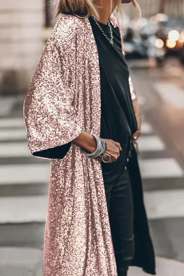 Glamour Kimono aus Pailletten mit Schlüsselloch - Arvani