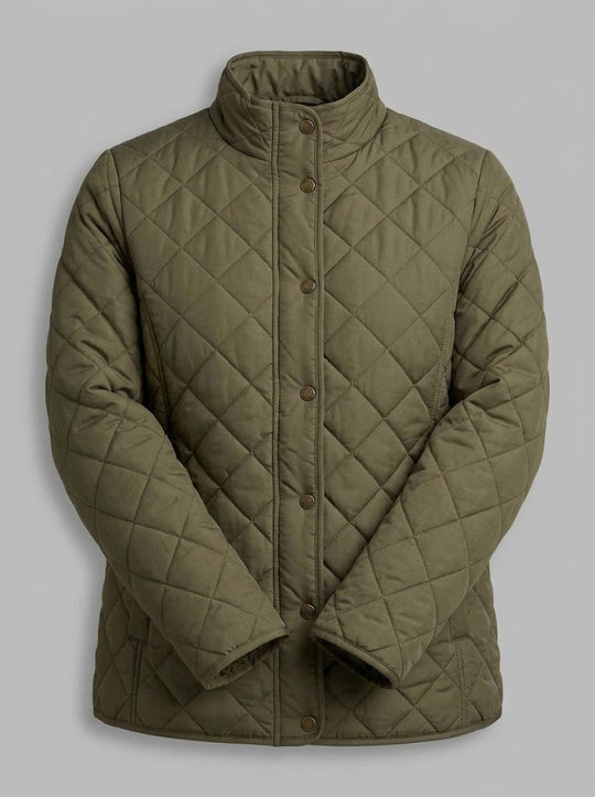 Damen Gesteppte Kurzjacke mit Diamantstepp, Rundhals und Pattentaschen Nord Taschen
