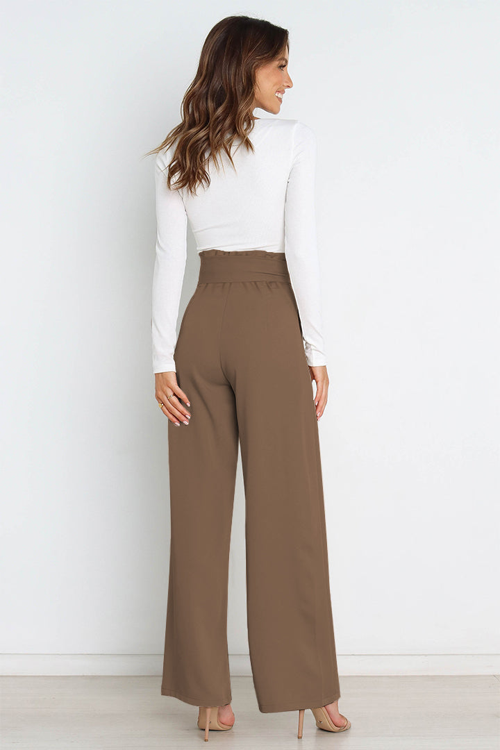 Hohe Taille Paperbag Hose mit Schleifendetail
