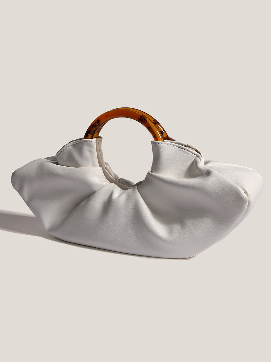 Nord Taschen | Geraffte vegane Kalbsleder-Clutch mit Ringgriff