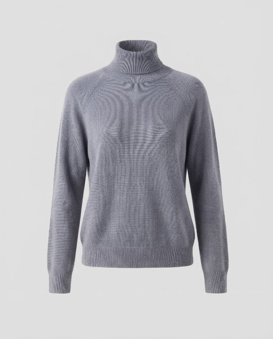 Damen Feinstrick-Rollkragenpullover aus Kaschmir-Mix mit Raglanärmeln und feinem Rippbund Nord Taschen