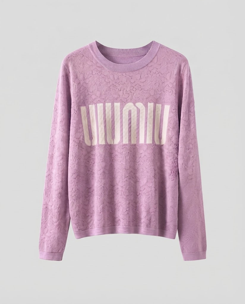 Damen Feinstrick-Pullover mit Rundhalsausschnitt, Jacquardstruktur und Logo-Front Nord Taschen