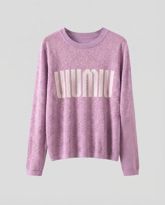 Damen Feinstrick-Pullover mit Rundhalsausschnitt, Jacquardstruktur und Logo-Front Nord Taschen