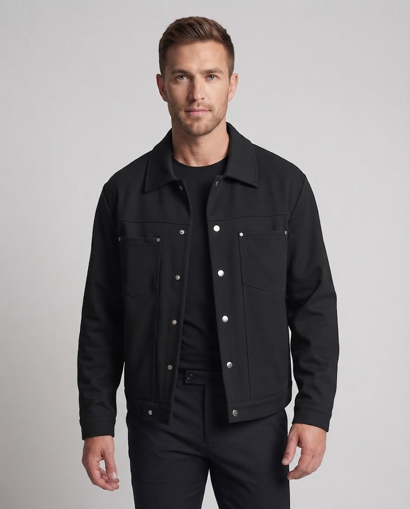 Herren Kastige Oversize-Blousonjacke mit Druckknopf-Leiste und Hemdkragen Nord Taschen
