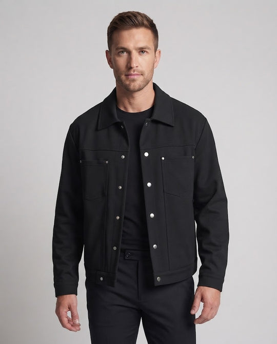 Herren Kastige Oversize-Blousonjacke mit Druckknopf-Leiste und Hemdkragen Nord Taschen