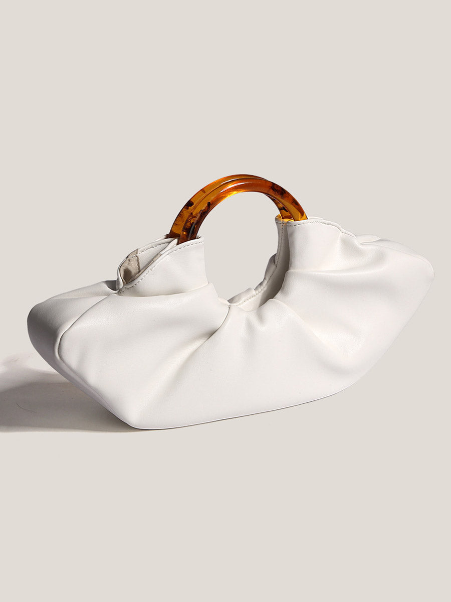 Nord Taschen | Geraffte vegane Kalbsleder-Clutch mit Ringgriff