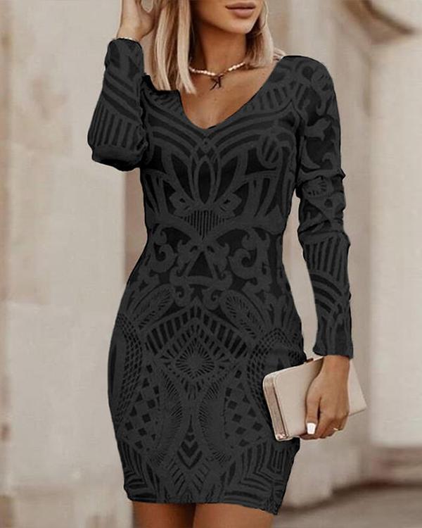 Bodycon-Kleid mit V-Ausschnitt