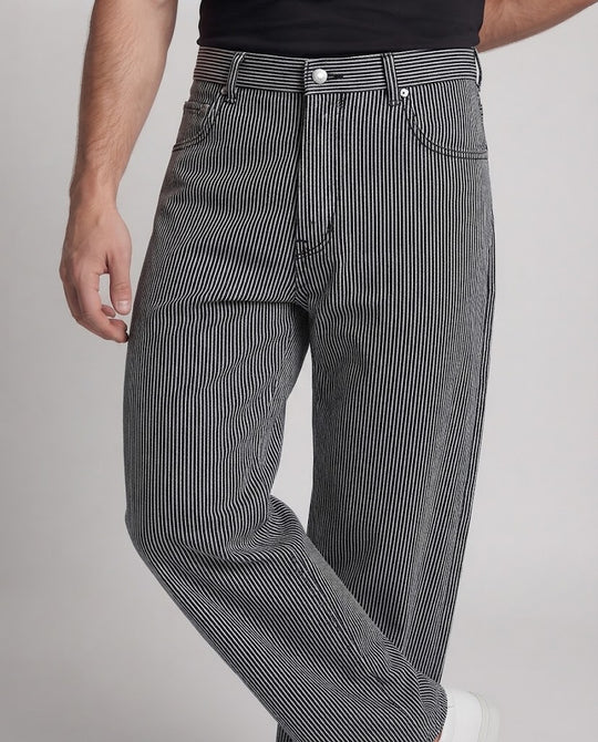 Herren Weit geschnittene Nadelstreifen-Slouch-Hose mit extra weitem Bein Nord Taschen
