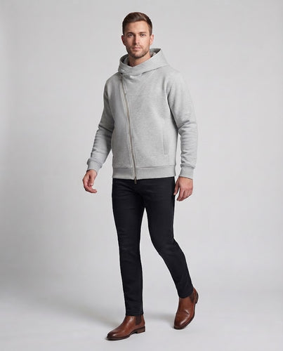 Herren Kapuzen-Sweatjacke mit Doppelreißverschluss und seitlichen Eingrifftaschen Nord Taschen