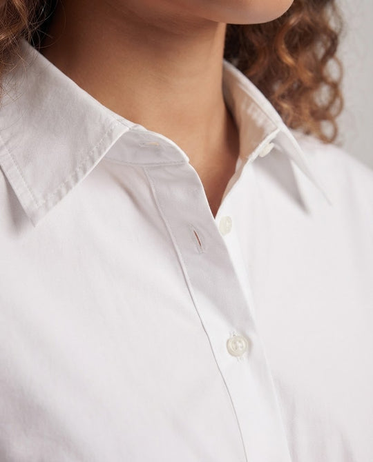 Damen Oversize-Baumwollbluse mit gedrehtem Vorderteil und Kentkragen Nord Taschen