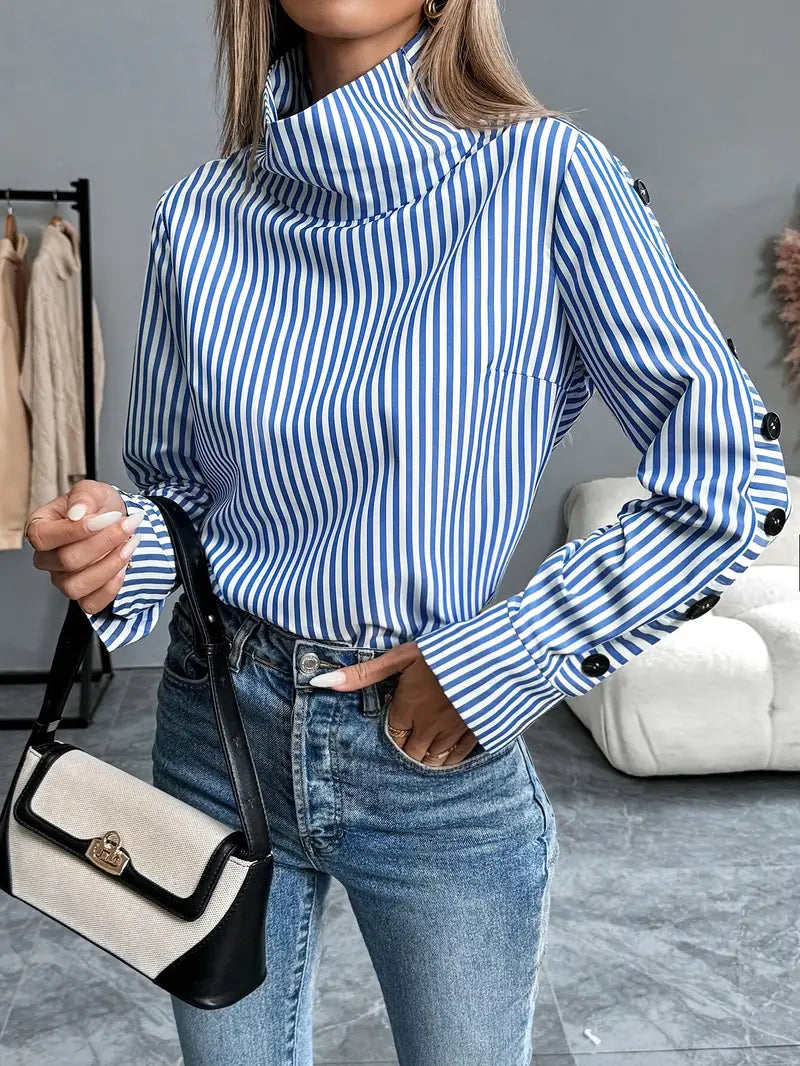Stylische Gestreifte Bluse Aus Baumwolle