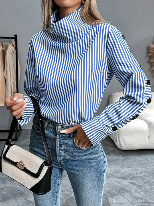 Stylische Gestreifte Bluse Aus Baumwolle