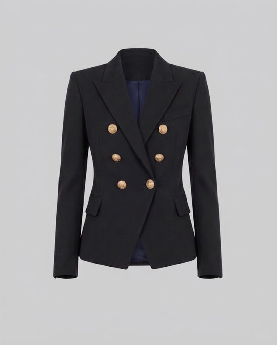 Damen Zweireihiger taillierter Blazer im präzisen Tailoring mit dekorativen Metallknöpfen Nord Taschen