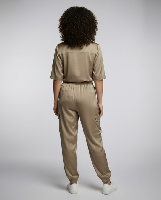 Eleganter Satin Zweiteiler Damen