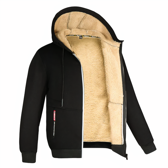 Herren Fleecegefütterte Kapuzenjacke mit Reißverschluss