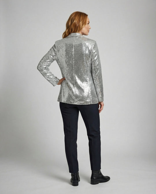 Glamouröser Pailletten Revers Blazer