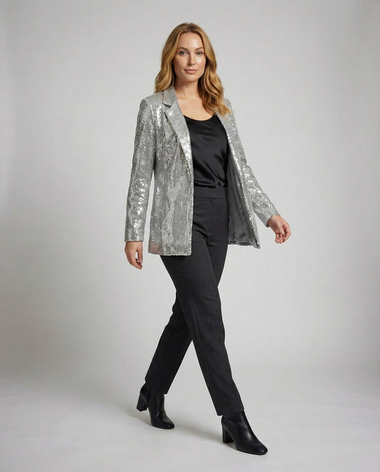 Glamouröser Pailletten Revers Blazer