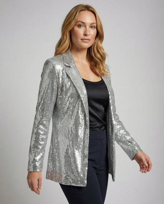 Glamouröser Pailletten Revers Blazer