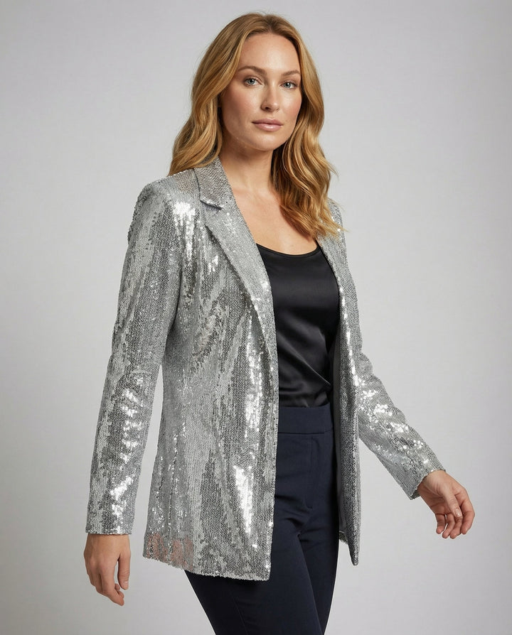 Glamouröser Pailletten Revers Blazer