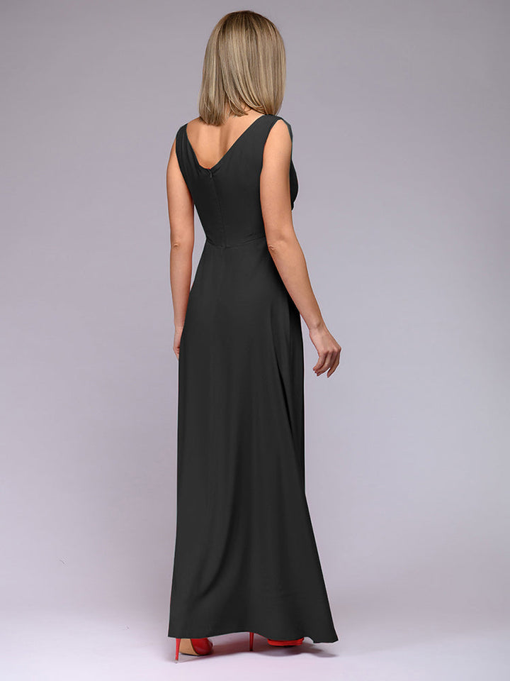 Elegantes Maxi Kleid mit Tiefem V-Ausschnitt und Schlitz