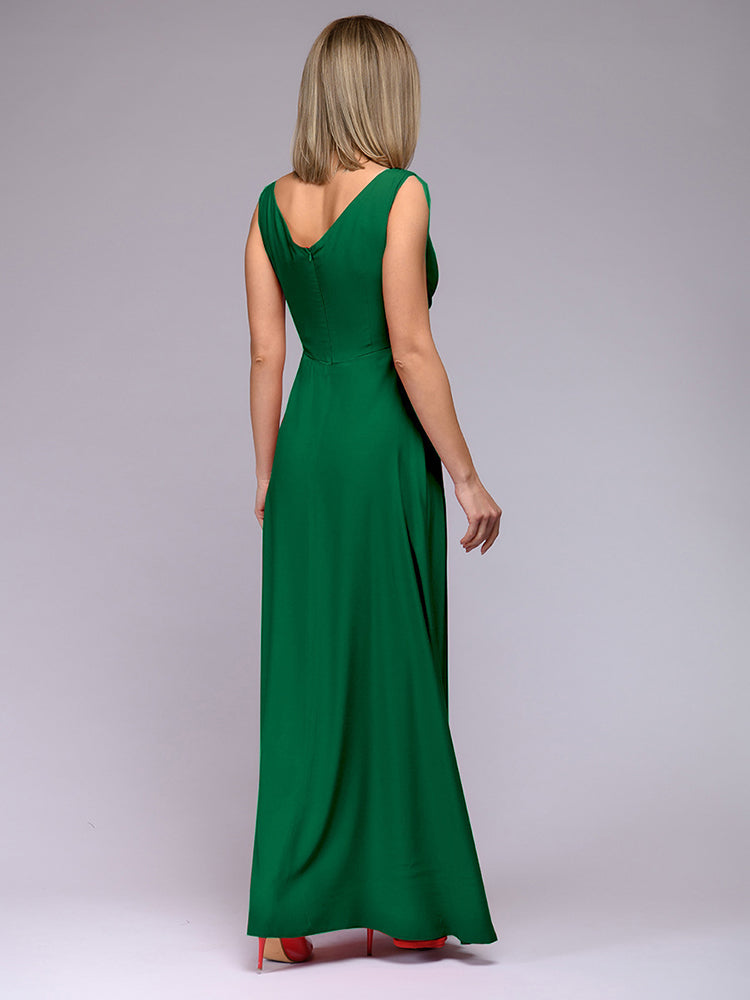 Elegantes Maxi Kleid mit Tiefem V-Ausschnitt und Schlitz