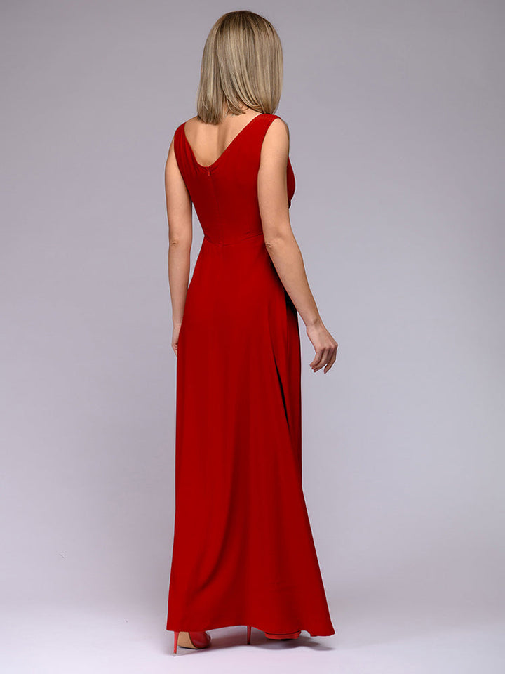 Elegantes Maxi Kleid mit Tiefem V-Ausschnitt und Schlitz