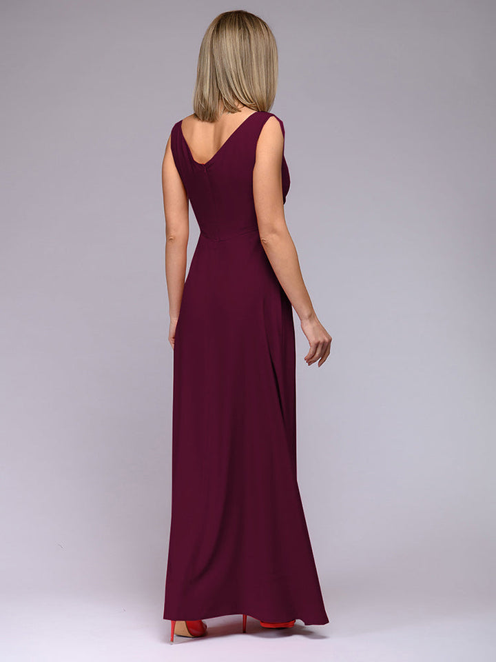 Elegantes Maxi Kleid mit Tiefem V-Ausschnitt und Schlitz