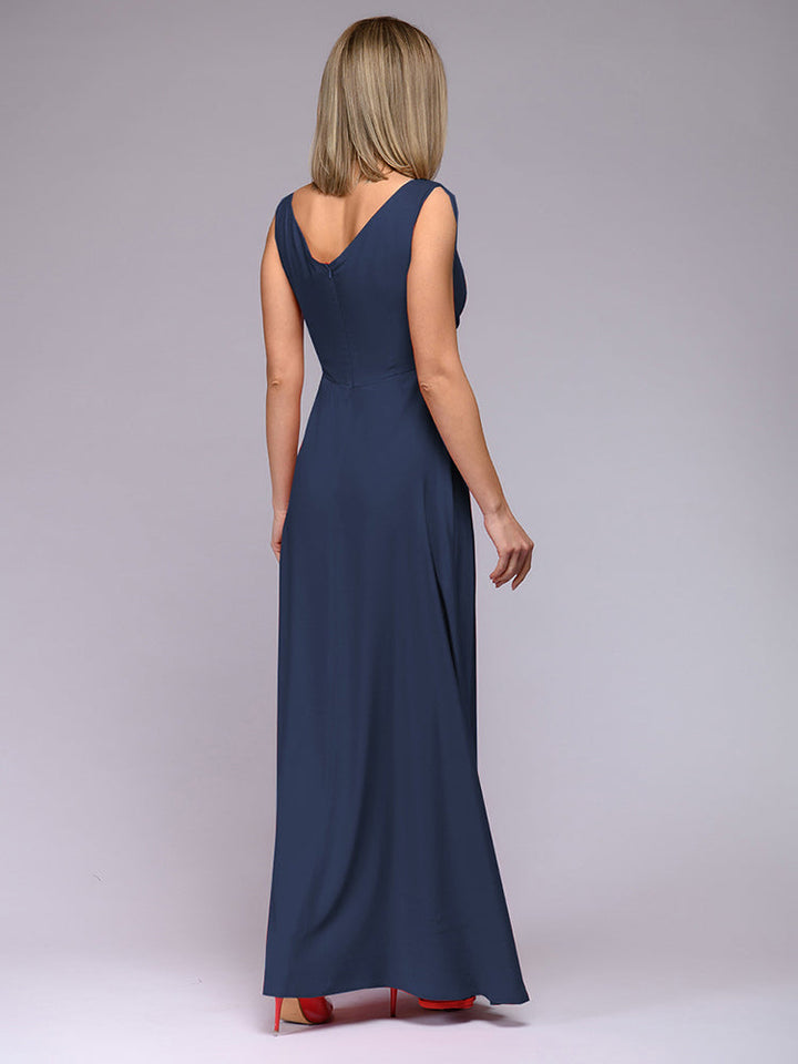 Elegantes Maxi Kleid mit Tiefem V-Ausschnitt und Schlitz