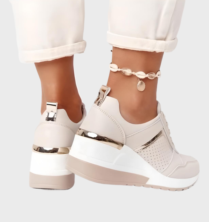 Sneakers Leichtgewicht, Atmungsaktive Sneakers Mit Keilabsatz Für Damen