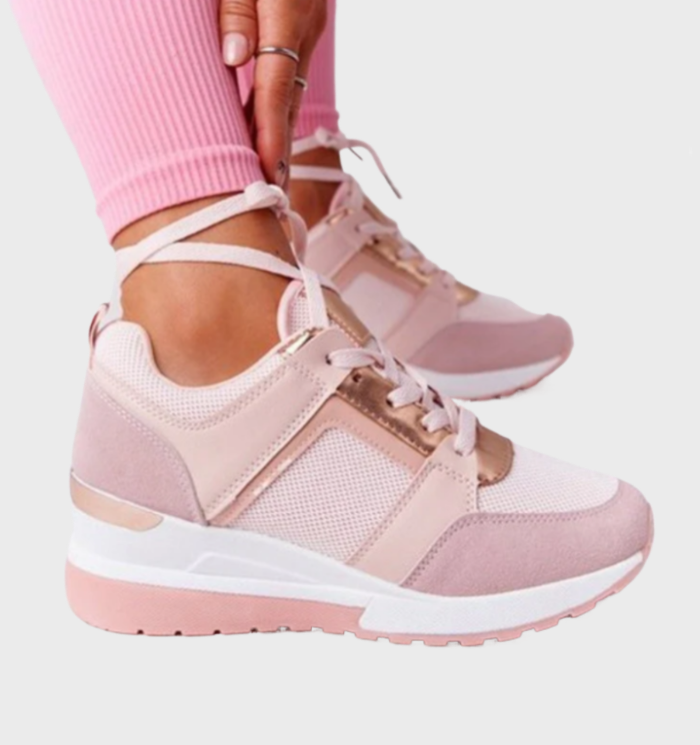 Sneakers Leichtgewicht, Atmungsaktive Sneakers Mit Keilabsatz Für Damen