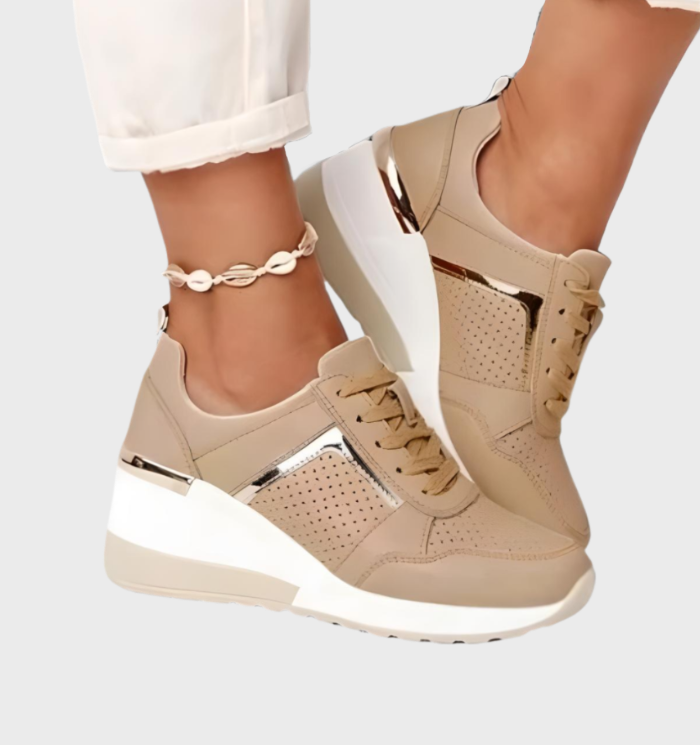 Sneakers Leichtgewicht, Atmungsaktive Sneakers Mit Keilabsatz Für Damen