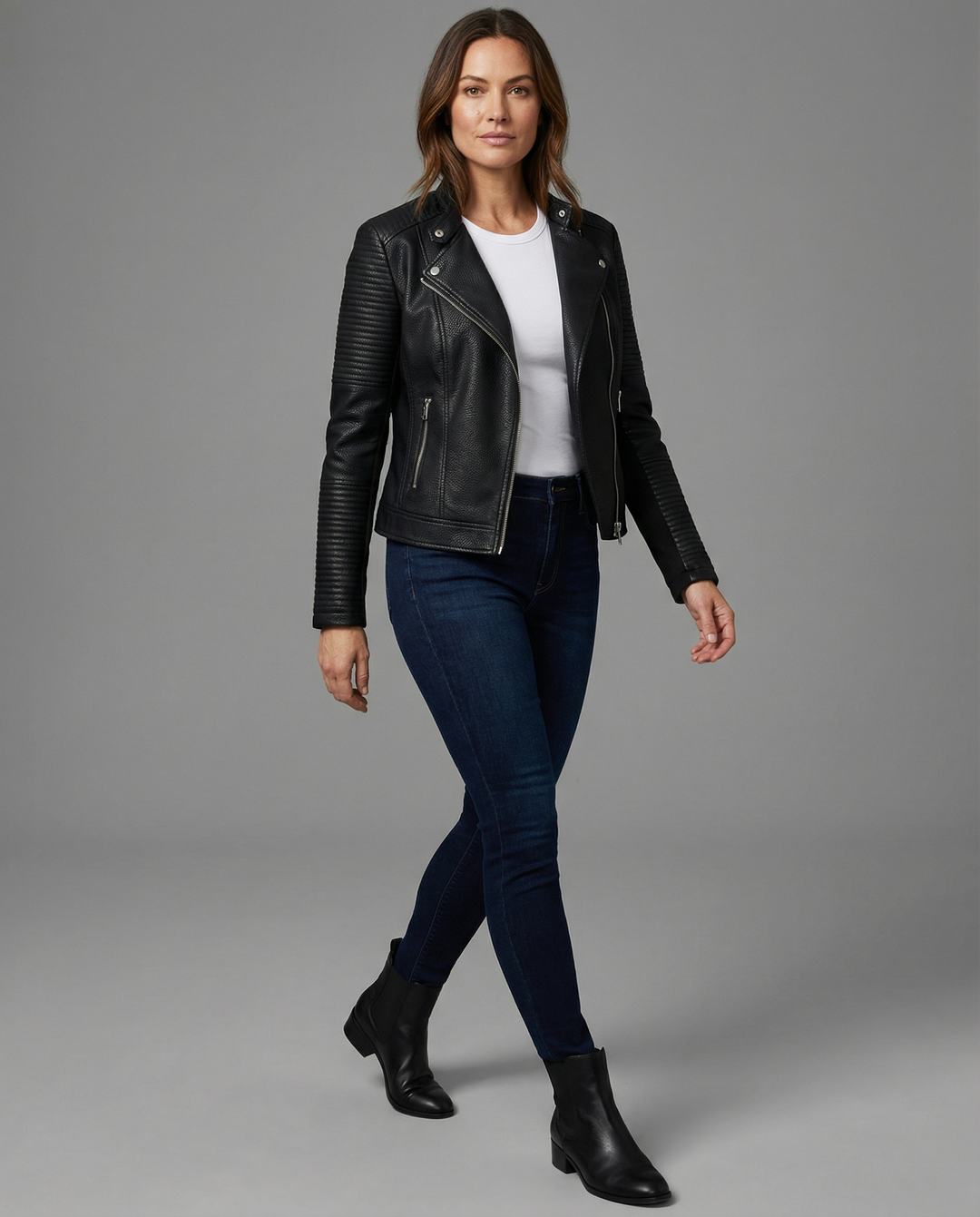 Elegante Taillierte Lederjacke Damen