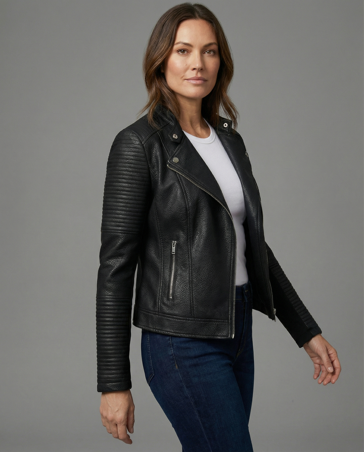 Elegante Taillierte Lederjacke Damen