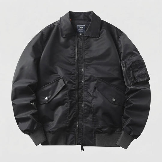 Herren Wärmegefütterte Nylon-Bomber mit isolierender Wattierung, Ärmel-Utility-Tasche und elastischem Bund Nord Taschen
