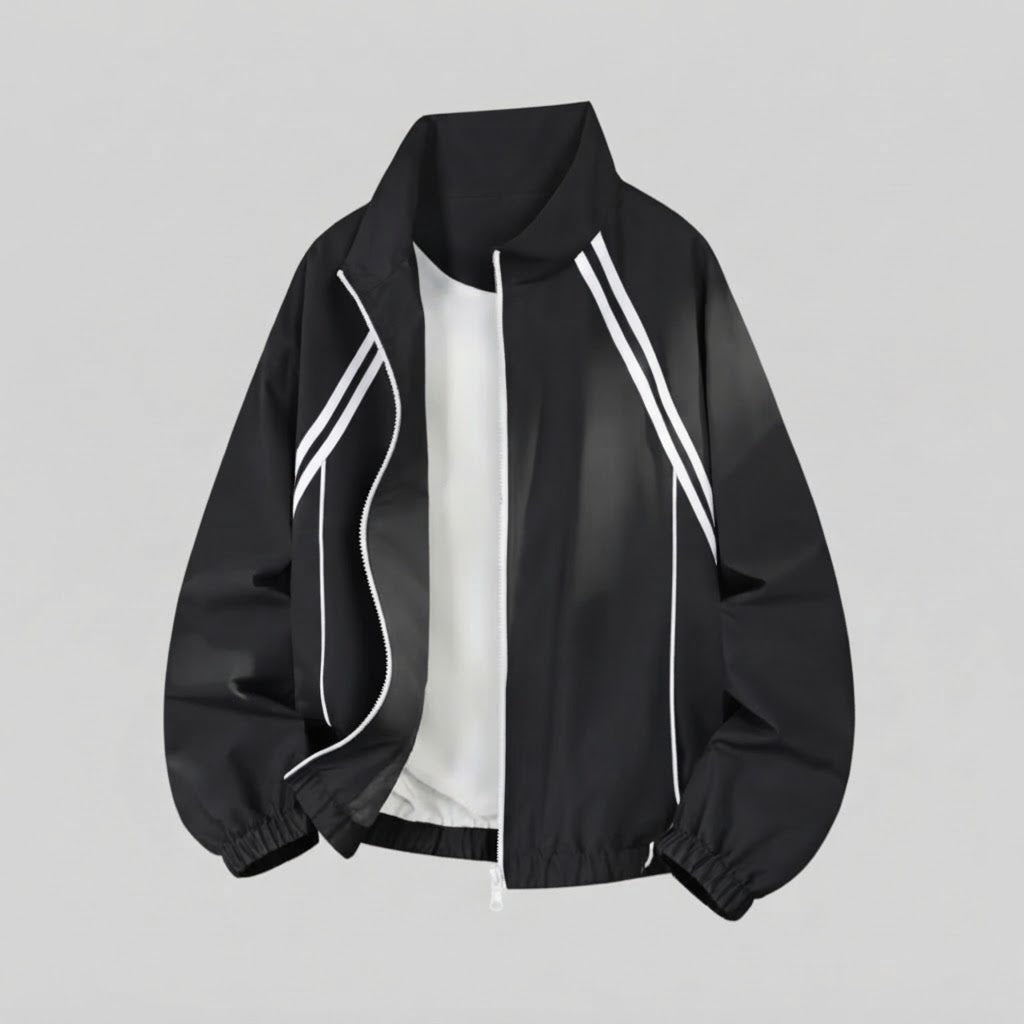 Herren leichte Zip-Jacke im sportiven Racer-Look mit Stehkragen Nord Taschen