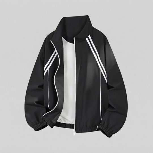Herren leichte Zip-Jacke im sportiven Racer-Look mit Stehkragen Nord Taschen