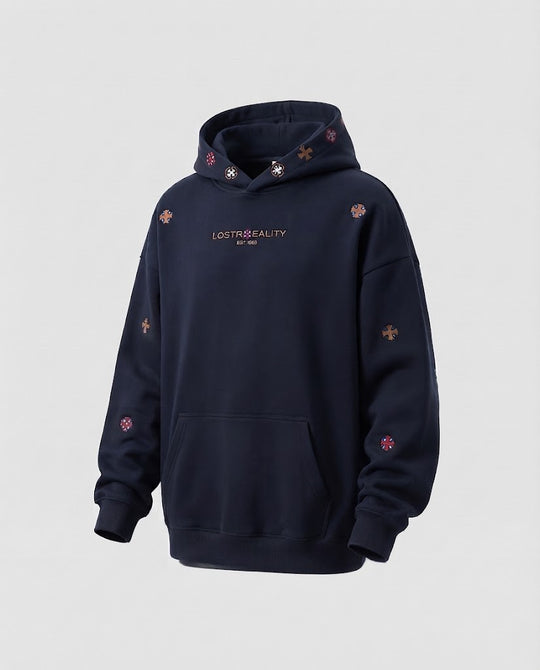 Herren Oversize-Kapuzenpullover aus schwerer Baumwollmischung mit gesticktem Logo Nord Taschen