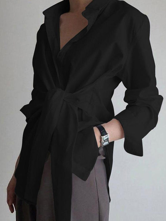 Hemd mit BindNord Taschenand in Der Taille Baumwollmischung Elegant und Zeitlos